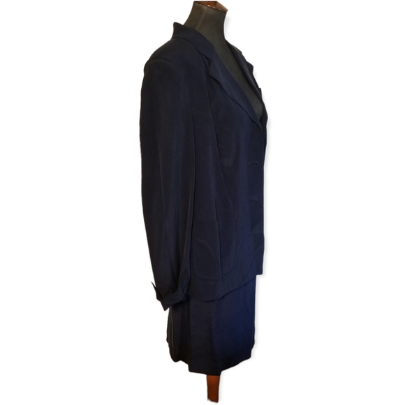 100% silk navy work suit professional workwear plus size style sz 16W - Picture 5 of 9